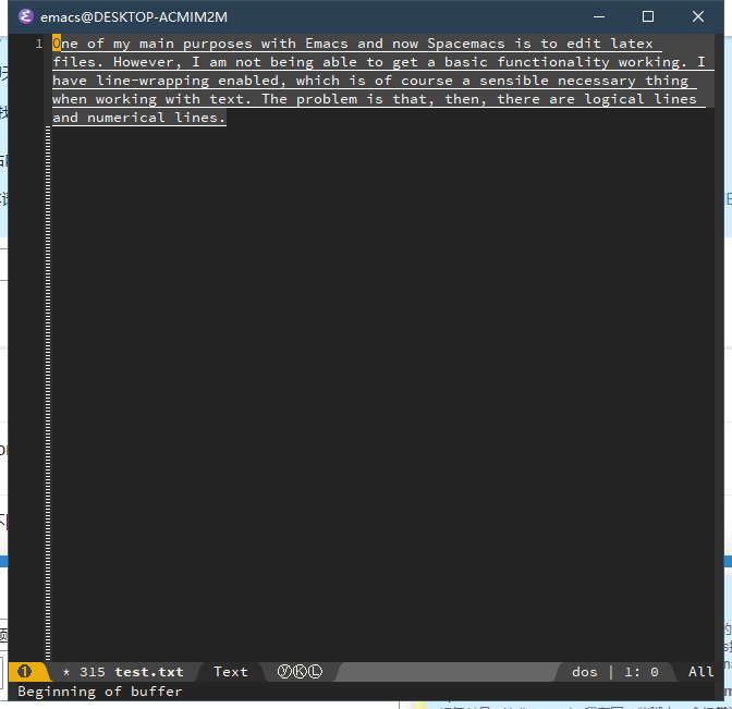 抓心挠肝spacemacs Visual Line Mode自动换行的问题 Emacs General Emacs China
