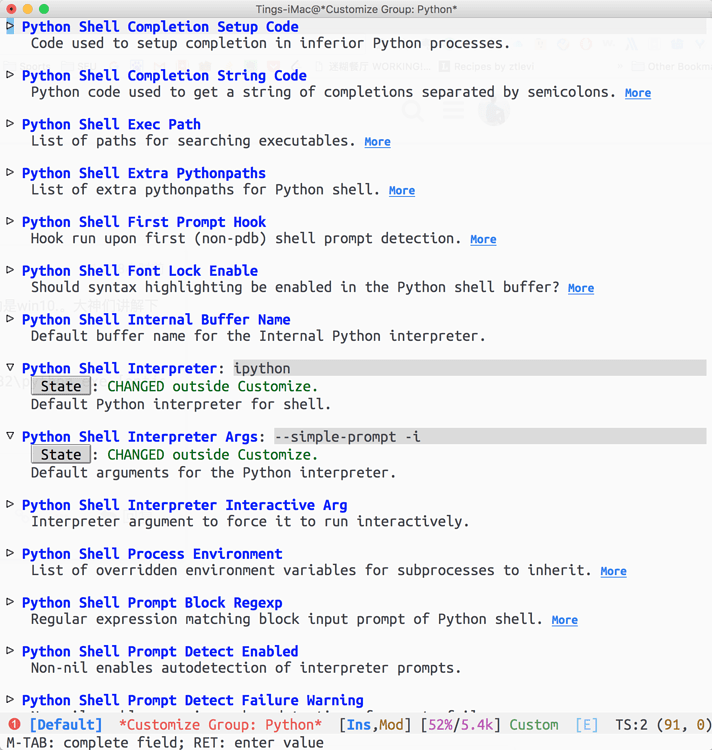  python shell unknown option spacemacs emacs china