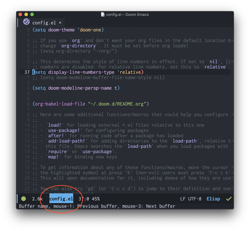 怎样隐藏 doommodeline 里的 buffer name Emacsgeneral Emacs China