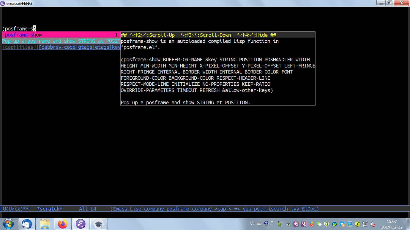companyposframe 现在支持 companyquickhelp 了，有兴趣的可以试试 Emacsgeneral