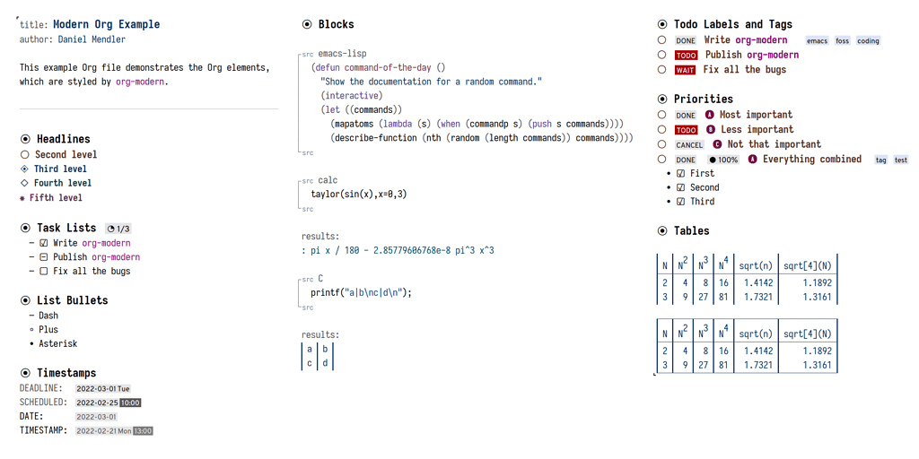 Consult/vertico/corfu 作者的org-mode美化包 “org-modern” - Org-mode - Emacs China